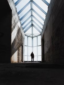 Preview wallpaper silhouette, architecture, windows, lonely