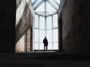 Preview wallpaper silhouette, architecture, windows, lonely