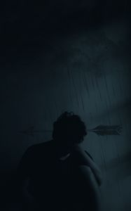 Preview wallpaper silhouette, arrow, loneliness, lonely, sadness, darkness