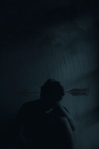 Preview wallpaper silhouette, arrow, loneliness, lonely, sadness, darkness