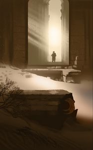 Preview wallpaper silhouette, building, ruins, art