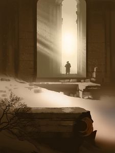 Preview wallpaper silhouette, building, ruins, art