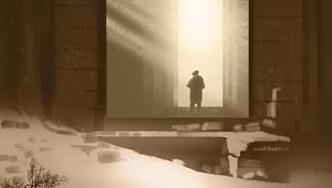 Preview wallpaper silhouette, building, ruins, art