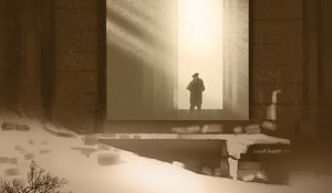 Preview wallpaper silhouette, building, ruins, art