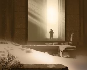 Preview wallpaper silhouette, building, ruins, art