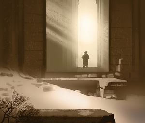 Preview wallpaper silhouette, building, ruins, art