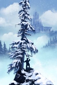 Preview wallpaper silhouette, castle, spruce, snow