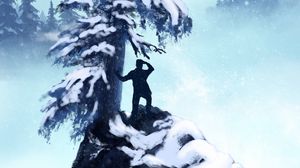 Preview wallpaper silhouette, castle, spruce, snow