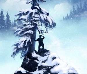 Preview wallpaper silhouette, castle, spruce, snow