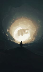 Preview wallpaper silhouette, cave, hand, dark, art