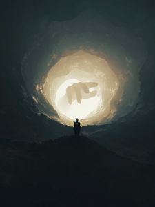 Preview wallpaper silhouette, cave, hand, dark, art