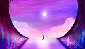 Preview wallpaper silhouette, cave, moon, art