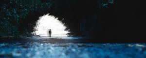 Preview wallpaper silhouette, child, trees, blur