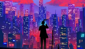 Preview wallpaper silhouette, city, art, buildings, height, overview