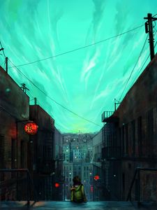 Preview wallpaper silhouette, city, buildings, overview, art