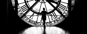 Preview wallpaper silhouette, clock, light, black and white, black