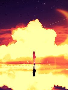 Preview wallpaper silhouette, clouds, light, reflection, art