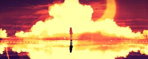 Preview wallpaper silhouette, clouds, light, reflection, art