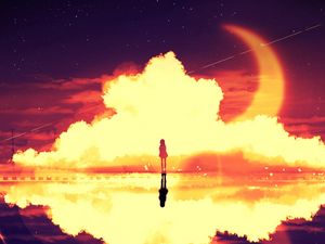 Preview wallpaper silhouette, clouds, light, reflection, art