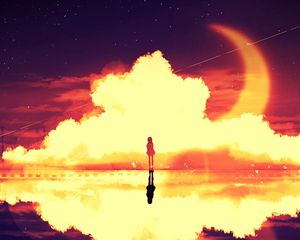 Preview wallpaper silhouette, clouds, light, reflection, art