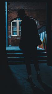 Preview wallpaper silhouette, dark, alley, man