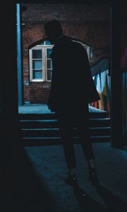 Preview wallpaper silhouette, dark, alley, man