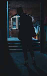 Preview wallpaper silhouette, dark, alley, man