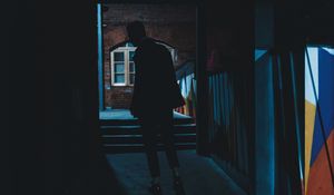 Preview wallpaper silhouette, dark, alley, man