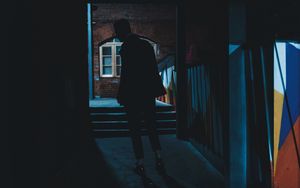 Preview wallpaper silhouette, dark, alley, man