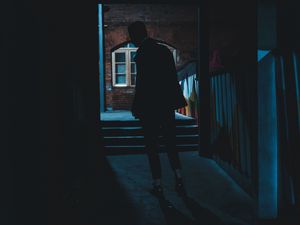 Preview wallpaper silhouette, dark, alley, man