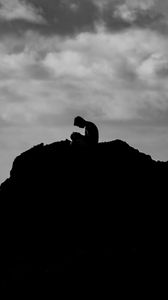 Preview wallpaper silhouette, dark, alone, rock