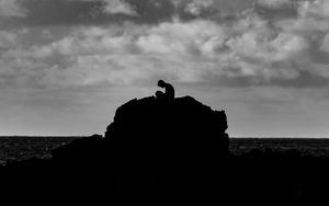 Preview wallpaper silhouette, dark, alone, rock