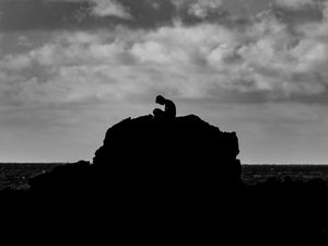 Preview wallpaper silhouette, dark, alone, rock