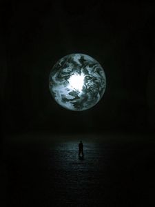 Preview wallpaper silhouette, dark, ball, glow, art