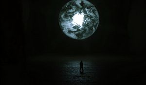 Preview wallpaper silhouette, dark, ball, glow, art
