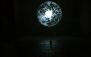 Preview wallpaper silhouette, dark, ball, glow, art