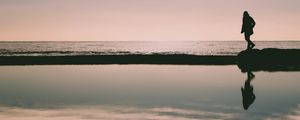 Preview wallpaper silhouette, dark, beach, sea, water