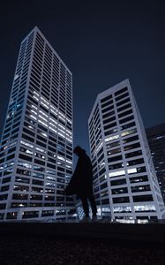 Preview wallpaper silhouette, dark, buildings, skyscrapers, roof