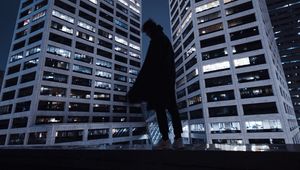 Preview wallpaper silhouette, dark, buildings, skyscrapers, roof