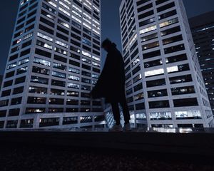 Preview wallpaper silhouette, dark, buildings, skyscrapers, roof