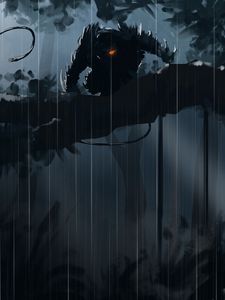 Preview wallpaper silhouette, dark, creature, tree, art
