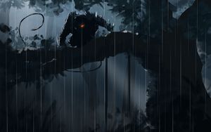 Preview wallpaper silhouette, dark, creature, tree, art