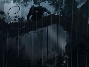 Preview wallpaper silhouette, dark, creature, tree, art