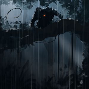 Preview wallpaper silhouette, dark, creature, tree, art