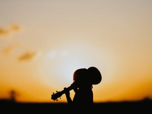 Preview wallpaper silhouette, dark, guitarist, guitar, musician