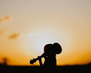 Preview wallpaper silhouette, dark, guitarist, guitar, musician