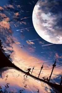 Preview wallpaper silhouette, dark, landscape, twilight, art
