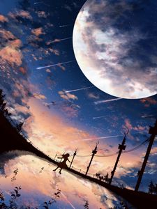Preview wallpaper silhouette, dark, landscape, twilight, art