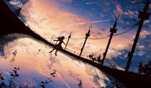 Preview wallpaper silhouette, dark, landscape, twilight, art