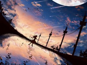 Preview wallpaper silhouette, dark, landscape, twilight, art